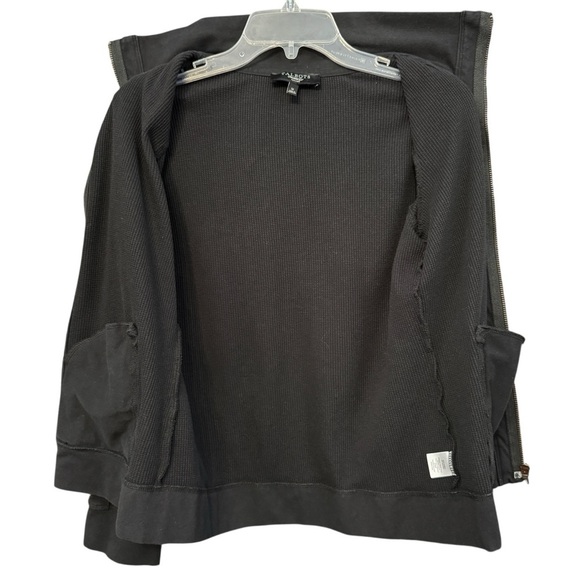 Talbots Petites Black Zip Up Jacket Women M Waffle Knit Cotton Blend - Picture 3 of 7